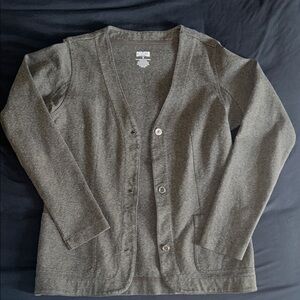 Duluth Trading Co Women’s Heather Gray Cotton Button Cardigan